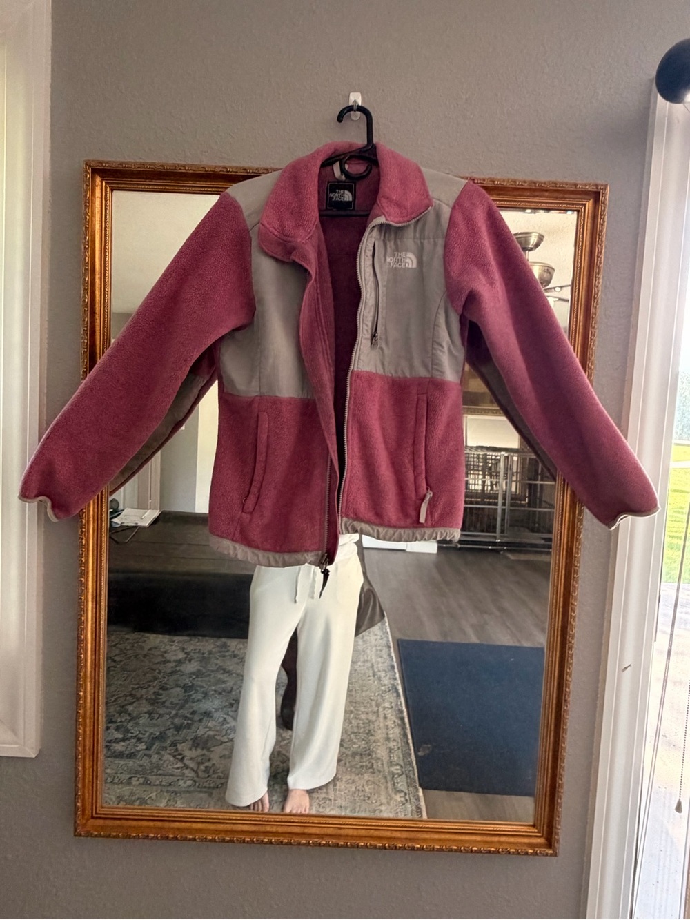 The North Face Women's Two-Tone Rose and Light Gray Teddy Fleece Jacket